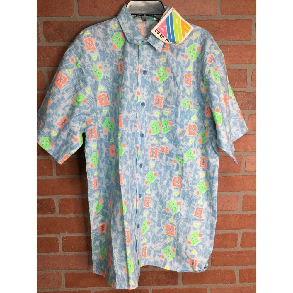 Vintage Surf Gear Men's Button Up Shirt Size S Short Sleeve Coastal Beach Resort